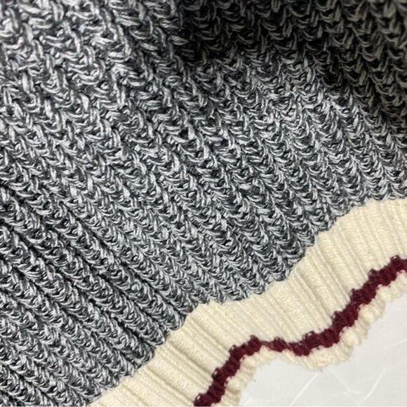 SOLD-DKR Cottage Collection Grey Cream Red Knit Crew Neck Cabin Sweater M - Picture 9 of 15